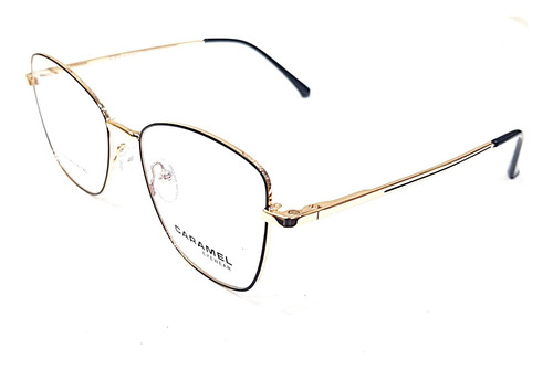 Armazón Caramel Metal Cuadrado Patilla F Clip On Polarizado Negro Con Dorado