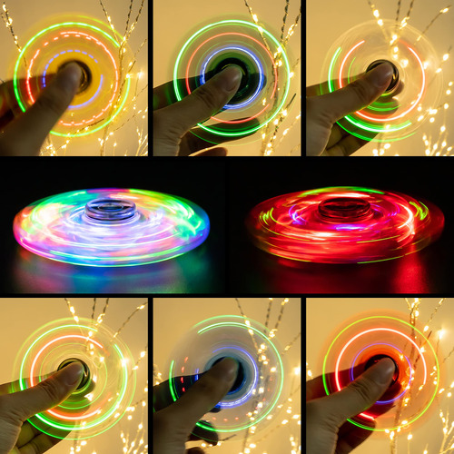 Juguete De Cristal Fidget Spinner, Luz Led, Arcoíris