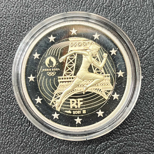 Moeda 2 Euro 2021 Proof - Olimpíadas Paris- França (Usado)