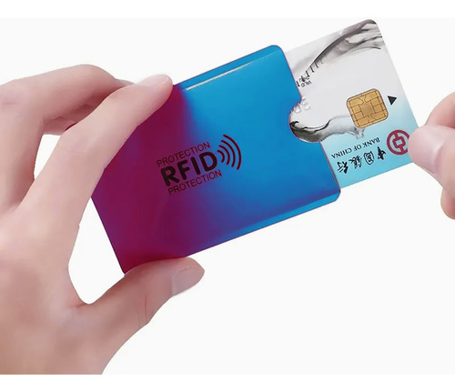 Funda Protector Tarjeta Crédito Rfid Antirobo Pack X 10 Azul