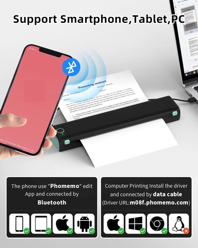 Impresora Térmica Portátil A4 Inalámbrica Bluetooth