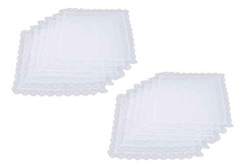 2 X 5 Pañuelos De Encaje Bordados, Pañuelos Blancos [u]