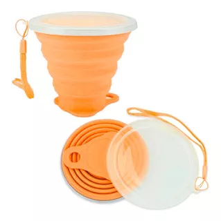 Vaso Plegable De Silicona Con Tapa Portable Reusable 270 Ml