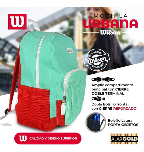 Imagen 3 de 10 de Mochila Wilson Urbana Deportes Reforzada Gym Porta Notebook
