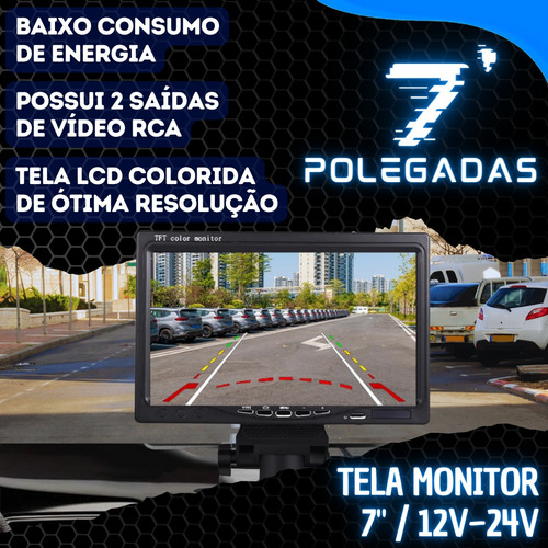 Kit Tela Monitor Display 7 Pol Lcd Tft Camera De Ré Onibus