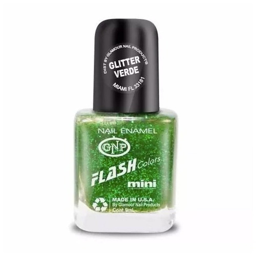 Esmalte Flash Colors De Gnp 9ml Glitter Verde