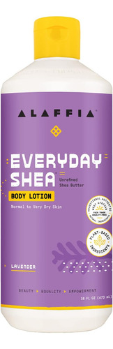 Alaffia Everyday Shea Body Lotion, Lavanda, 16 Oz. Loção Cor