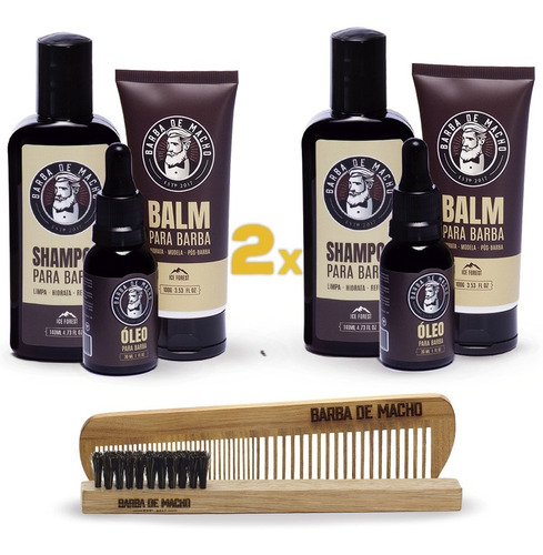 Kit 2 Shampoo 2 Balm 2 Oleo Pente Alinhador + Frete Grátis + Envio Rápido