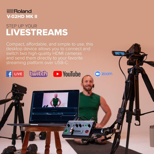 Roland V-02hd Mk Ii Mezclador De Vídeo Para Streaming, Black