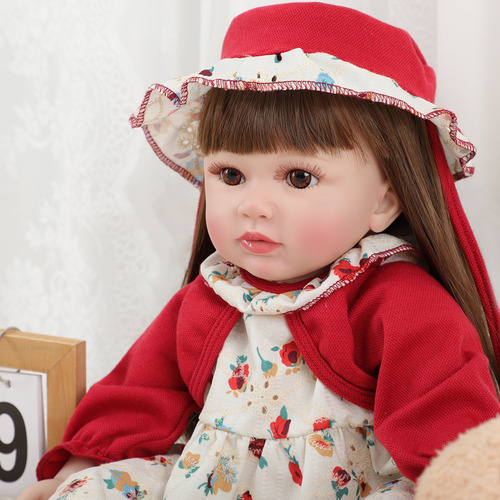 Muñeca De Bebé Reborn Bebé Niña De Silicona Y Algodón 55cm