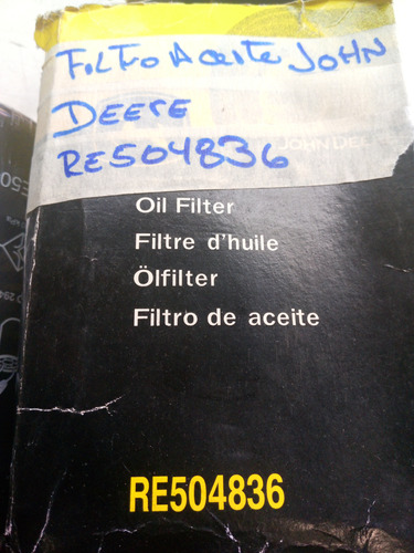 Filtro Aceite John Deere Re504836 Disponible 