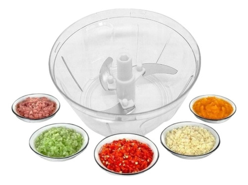 Mini Processador Manual De Alimentos 03 Lâminas - Vermelho