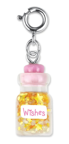 Pingente Infantil Garrafa Desejos Prateado Glitter Charm It!