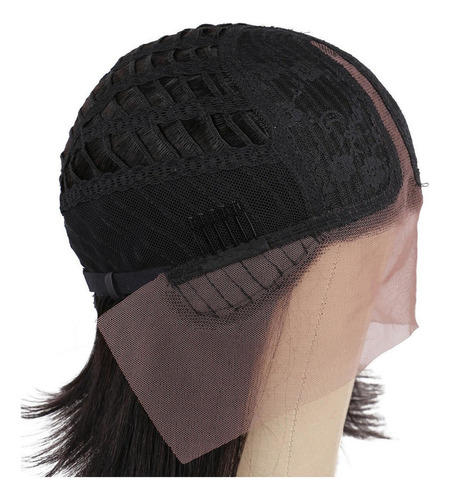 Peruca Humana Curta Bob Suave 25cm Preto Natural