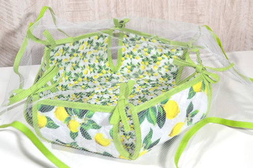 Cesta De Pão Em Tecido Dupla Face - Limão Siciliano