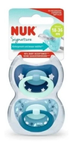Imagen 2 de 4 de Set De 2 Chupetes Nuk Signature 18-36 Nene Con Estuche