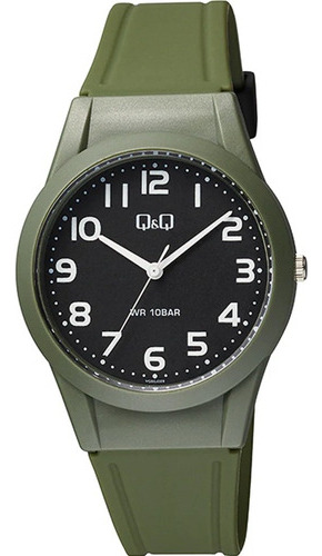 Reloj Q&q Mujer Vq50j029y Correa Wr100 Color de la correa Verde Color del fondo Negro VQ50J029Y