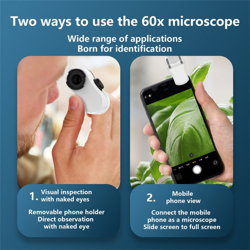 Mini Microscopio 60x Con Led Para Teléfono Celular