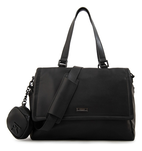 Cartera Dos Asas Porta Notebook Grande Bogart Negro Especial