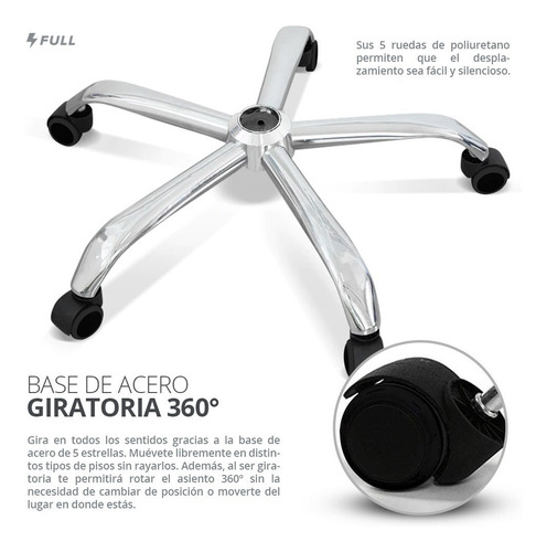 Imagen 6 de 10 de Silla De Escritorio Ejecutiva Ergonomica Piel Sintetica Lujo