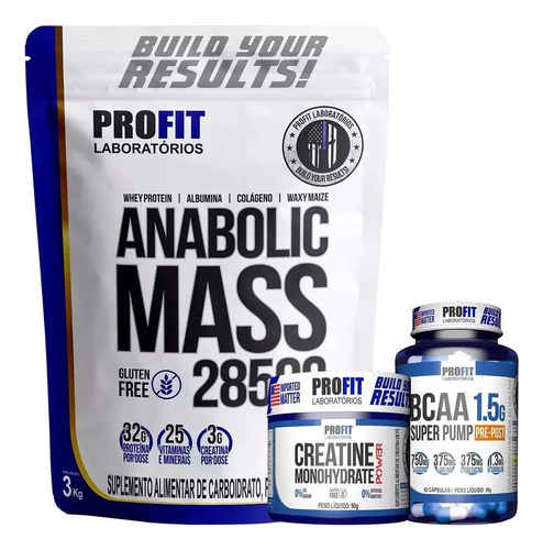 Combo Anabolic Hipercalorico 3kg + Bcaa 60caps + Creatina 90