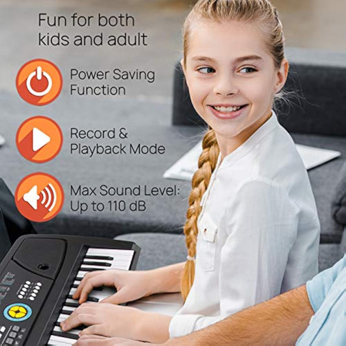 Teclado Digital Niños Portatil De Aprendizaje Principiantes Black