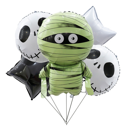 Kit Globos Momia Jack Negro Blanco Halloween 