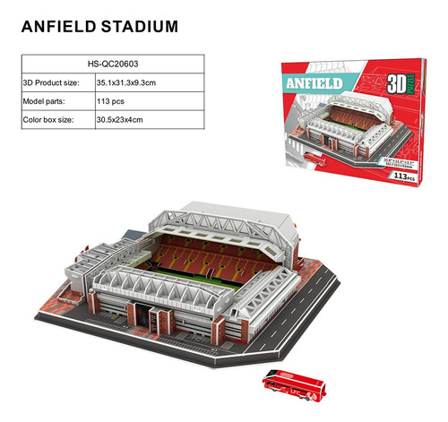 Puzles 3d Del Estadio Anfield Del Liverpool Premier League