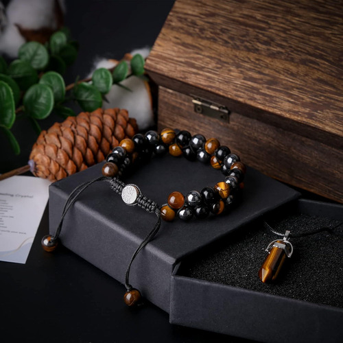 Pulsera De Triple Protección Hecha Mano De 10 Mm De He...