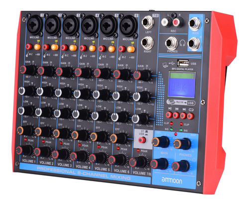 Ammoon Ag-8 8 Canales Consola De Mezcla Digital Audio Us