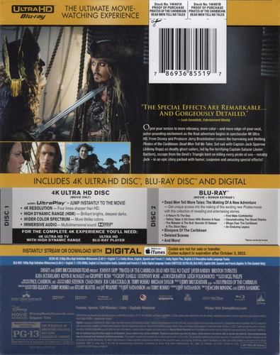 4k Ultra Hd + Blu-ray Piratas Del Caribe 5 / Steelbook