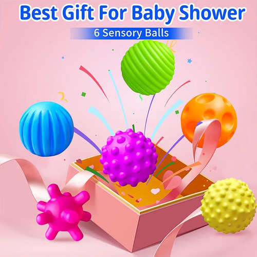 6 Bolas Texturizadas Para Bebés De 6 A 12 Meses De Edad, Par
