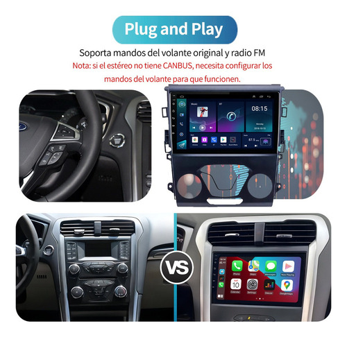 Y Estéreo Carplay Ram 2gb Para Ford Mondeo Fusión 2013-2019