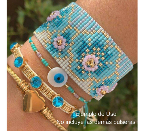 Imagen 2 de 10 de Pulsera Miyuki Mujer Brazalete Flores Artesanal Bohemia Chic