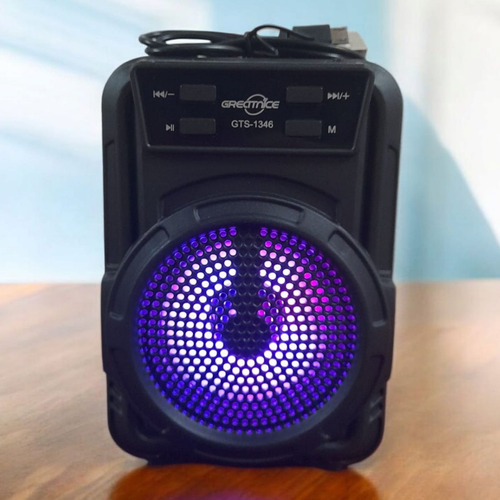 Mini Parlante Portatil Con Luces Led De 3 Pulgadas Mp3 Negro