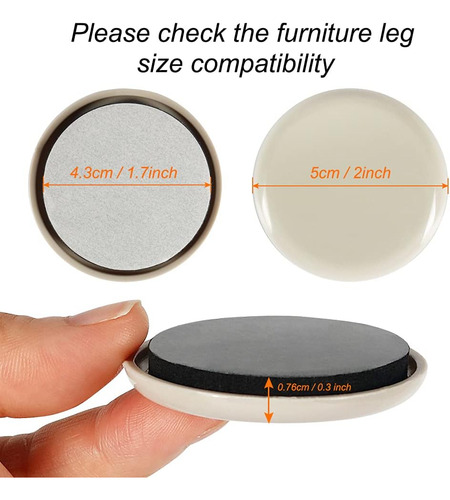 Deslizadores De Muebles Autoadhesivos 2 - 12 Unidades (beig