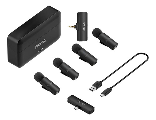4 Microfonos Boya Corbateros By-v4 Usb-c / Mini Plug 3.5 Trs