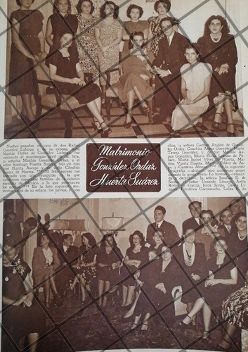 Afiche Antiguo Boda Civil De Matilde Gonzalez Ordaz 1948