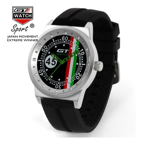 Relógio Masculino Gt 24 Heures Caixa Aço Pulseira Silicone