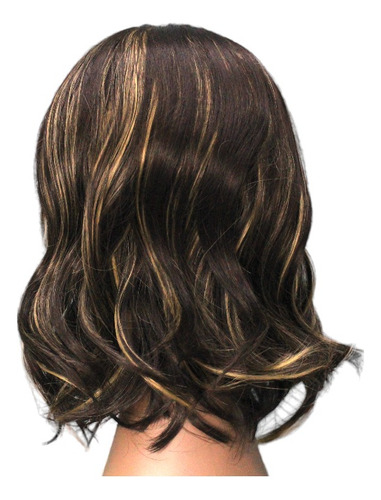 Peruca Lace Wig Lisa Curta Com Micropele - Gringa +touca Tonalidade Morena Iluminada Hlbb23