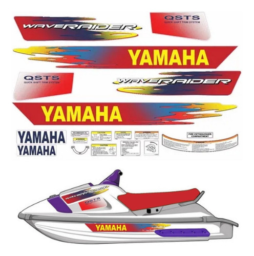 Kit Adesivos Vermelhos Jet Ski Para Yamaha Wave Raider 17152 Cor Vermelho