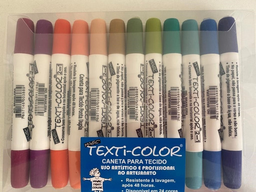 Imagem 6 de 6 de Kit Magic Color C 24 Caneta Tecido Texti Ponta Dupla