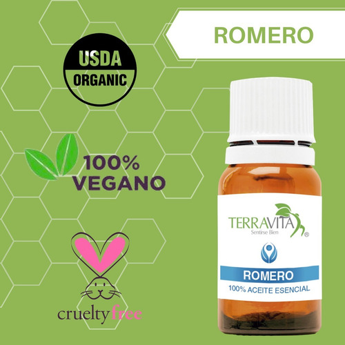 Aceite Esencial Romero 100% Puro Y Organico 20 Ml