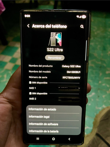 Samsung Galaxy S22 Ultra 5g 256 Gb 12 Gb Ram Negro Con Detalle Que No Afecta Su Funcionamiento (Usado)