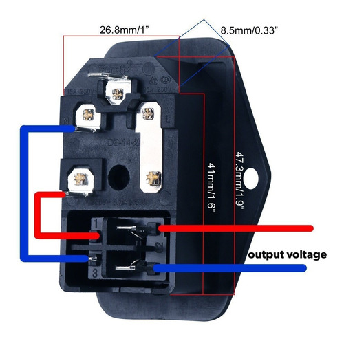 Urbest 10a 250v Ac Interruptor Basculante 3 Pines Iec320 C14