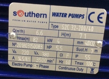Imagen 4 de 4 de Bomba De Agua Centrifuga 5.5 Hp 220v Southern Cod: 2215320