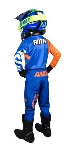 Imagem 3 de 7 de Conjunto Calça Camisa Infantil Xtreme Amx Azul Com Laranja