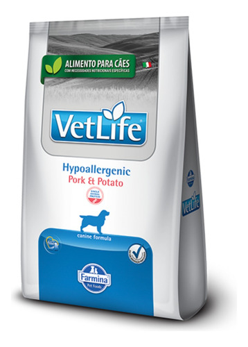 Vet Life Cães Hypoallergenic Pork E Potato 10,1kg