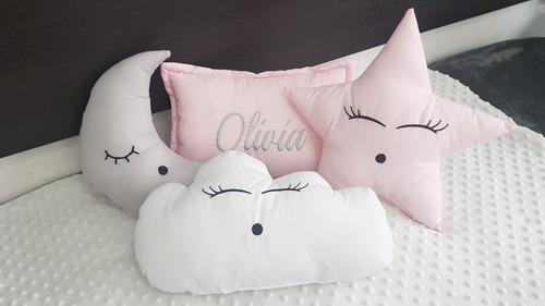 Set 4 Almohadones Personalizado Complemento Cuna Bebe