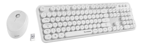 Kit de teclado y mouse inalámbrico Steren COM-6100 Español de color blanco